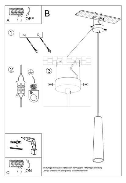 Бяло висящо осветително тяло с керамичен абажур ø 8 cm Alverna – Nice Lamps