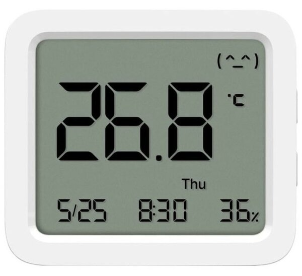 Цифров термометър/влагометър Xiaomi Mi Temperature and Humidity Monitor 3, Bluetooth, LCD дисплей, бял