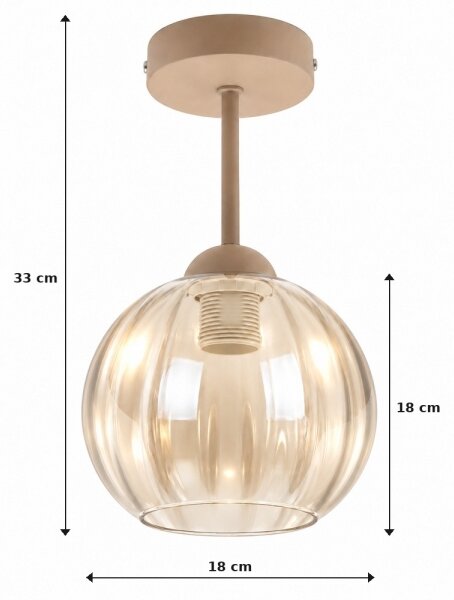 BRILAGI - LED плафон R GLASS 1xE27/60W/230V Ø 18 см бежов/димно бежов