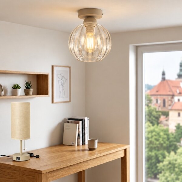 BRILAGI - LED плафон RETRO GLASS 1xE27/60W/230V Ø 18 см бежов/прозрачен