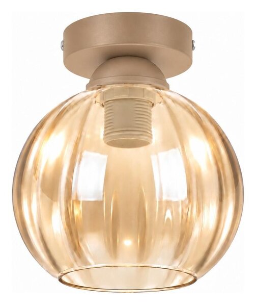 BRILAGI -LED Плафон R GLASS 1xE27/60W/230V Ø 18 см бежов/димно-бежов