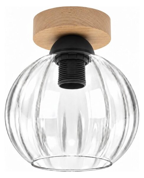 BRILAGI - LED таванно осветително тяло RETRO GLASS 1xE27/60W/230V Ø 18 cm дъб/прозрачно