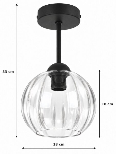 BRILAGI - LED плафон RETRO GLASS 1xE27/60W/230V Ø 18 см черен/прозрачен