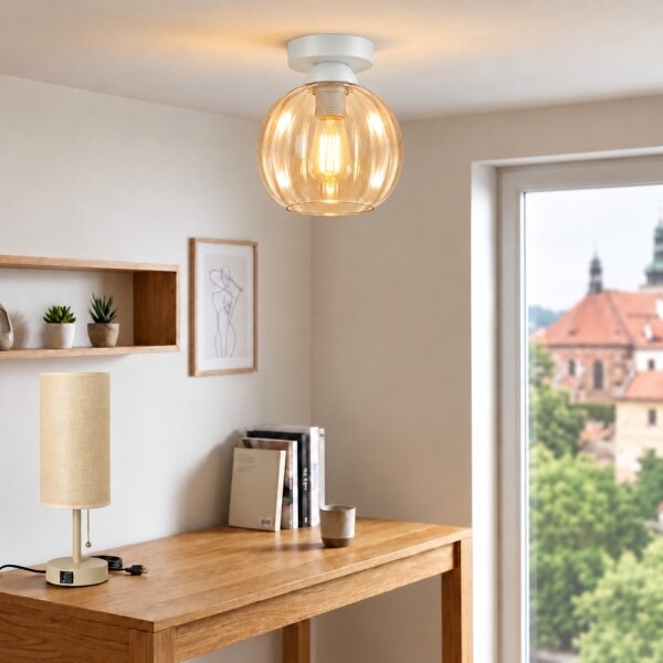 BRILAGI - LED таванно осветително тяло R GLASS 1xE27/60W/230V Ø 18 см бяло/димно бежово
