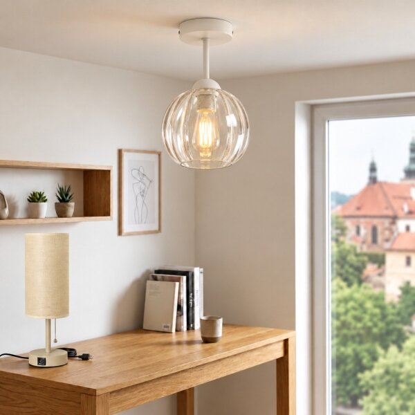 BRILAGI - LED повърхностно монтиран полилей RETRO GLASS 1xE27/60W/230V Ø 18 см бял/прозрачен