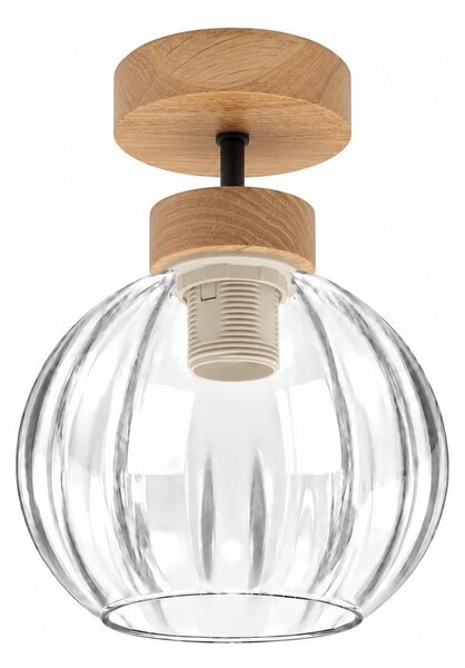 BRILAGI - LED Повърхностно монтиран полилей RETRO GLASS 1xE27/60W/230V Ø 18 см дъб/прозрачно