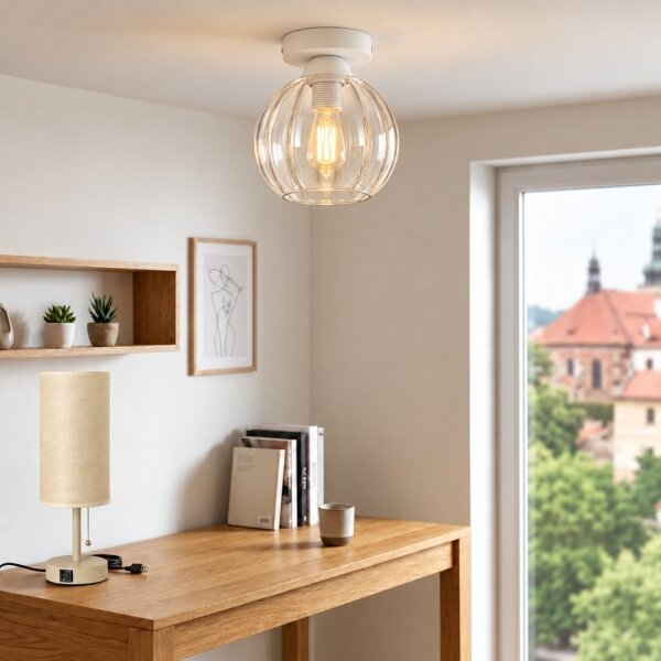 BRILAGI - LED таванно осветително тяло RETRO GLASS 1xE27/60W/230V Ø 18 см бяло/прозрачно