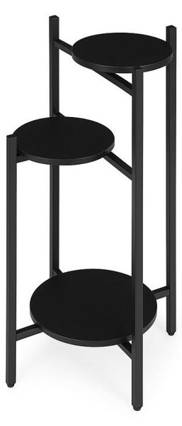 Стойка за цветя Loft - 3-етажен рафт с кръгли черни рафтове