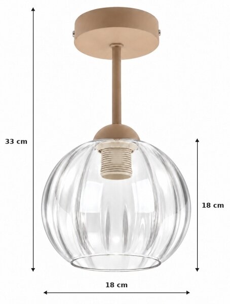 BRILAGI - LED плафон RETRO GLASS 1xE27/60W/230V Ø 18 см бежов/прозрачен