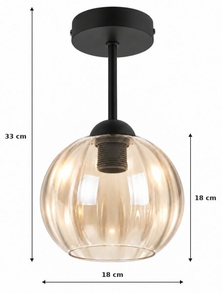 BRILAGI - LED Плафониера R GLASS 1xE27/60W/230V Ø 18 cm черен/димчато бежов