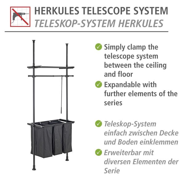 Черен метален телескопичен стелаж за дрехи Herkules - Wenko