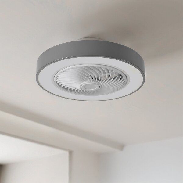 Brilagi - LED осветително тяло с вентилатор и регулиране на яркостта, 38W/230V, Ø 50 см, сиво + дистанционно управление