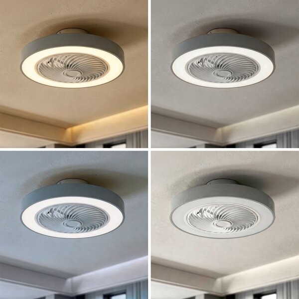 Brilagi - LED осветително тяло с вентилатор и регулиране на яркостта, 38W/230V, Ø 50 см, сиво + дистанционно управление
