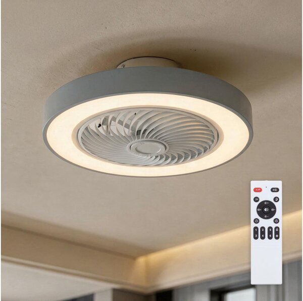 Brilagi - LED осветително тяло с вентилатор и регулиране на яркостта, 38W/230V, Ø 50 см, сиво + дистанционно управление