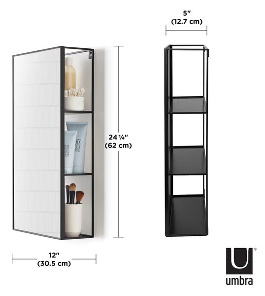 Стенно огледало с рафт 30x62 cm Cubiko - Umbra