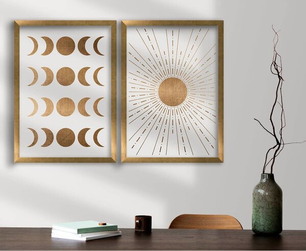 Комплект плакати 2 бр. с включена рамка 38x53 cm Moon & Sun – Wallity