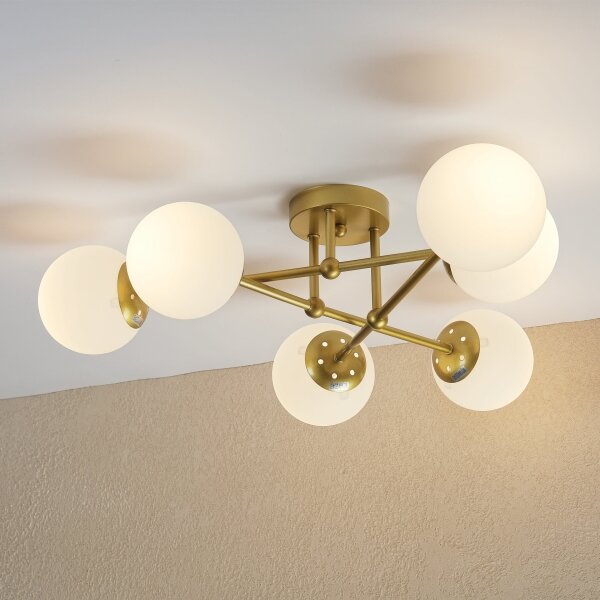 Brilagi - Полилей за монтаж на таван MALIVA 6xE14/15W/230V златист/бял