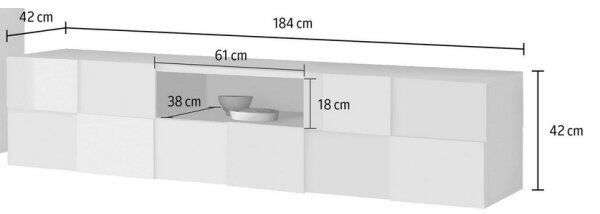 Телевизионен шкаф SERIAN 184 x 42 x 42 см, бял