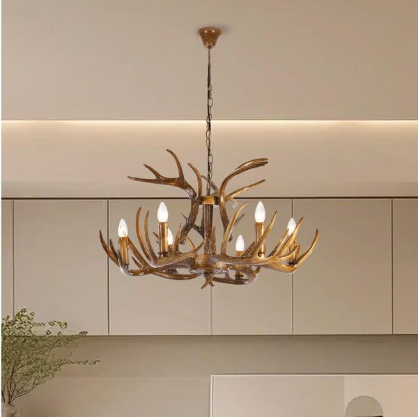 Brilagi - Полилей на верига DEER 6xE14/10W/230V, диаметър 80 см, с еленови рога