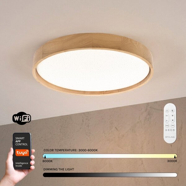 Brilagi - димируем LED таванен плафон MANAROLA SMART STARS LED/36W/230V Ø 51 см + дистанционно управление