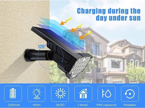 Viking - LED соларна лампа LED/1W/3,7V IP65 6000K 2200 mAh