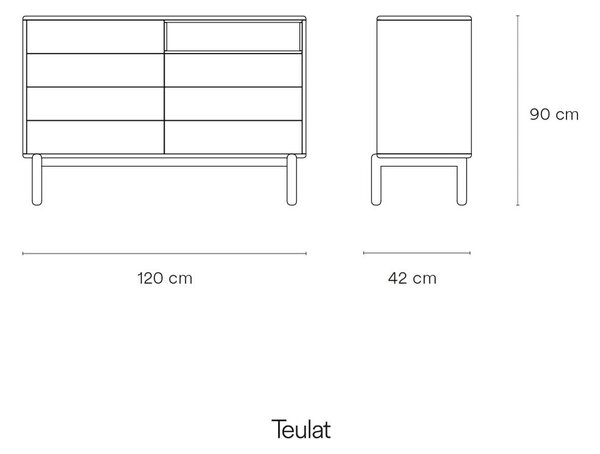 Тъмно сив нисък скрин 120x90 cm Corvo - Teulat