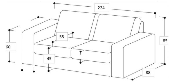 Кафяв диван 224 см Copenhagen - Scandic