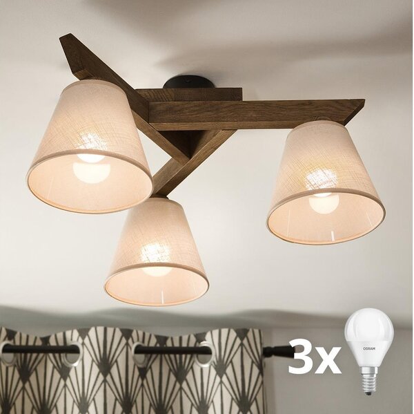 Brilagi - LED прикрепен полилей ANTHONY 3xE14/40W/230V дъб орех/бежов