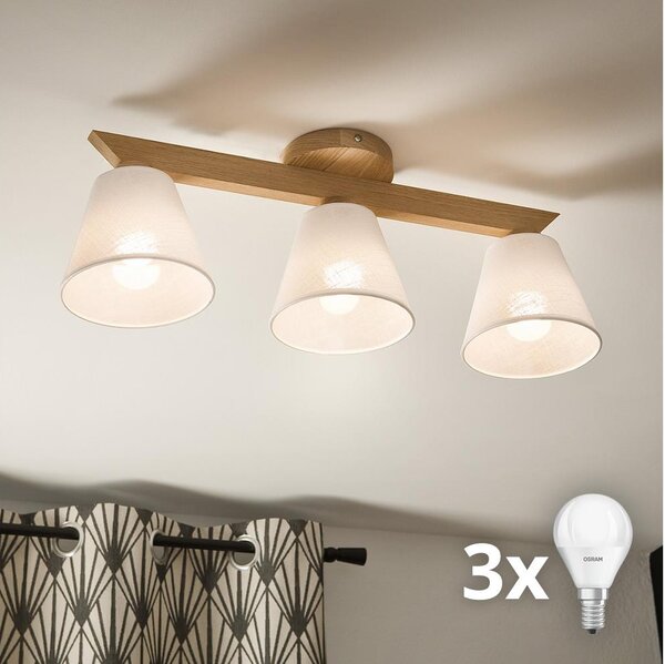 Brilagi - LED Полилей за повърхностен монтаж ANTHONY 3xE14/40W/230V дъб/бял