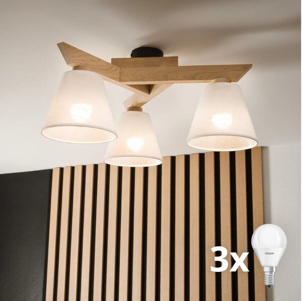 Brilagi - LED Полилей за повърхностен монтаж ANTHONY 3xE14/40W/230V дъб/бял