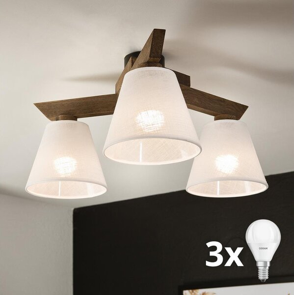 Brilagi - LED плафониера ANTHONY 3xE14/40W/230V дъб/орех/бяла