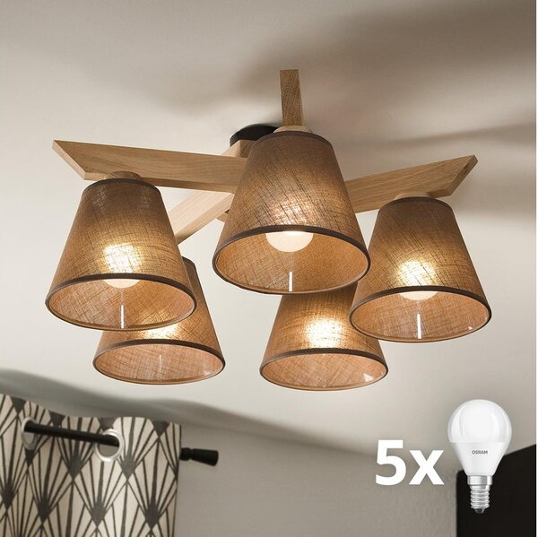Brilagi - LED Полилей за повърхностен монтаж ANTHONY 5xE14/40W/230V дъб/кафяв