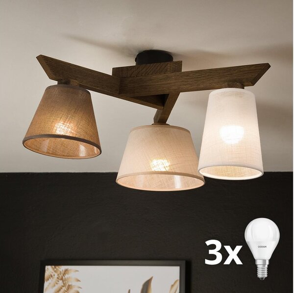 Brilagi - LED плафониера ANTHONY 3xE14/40W/230V дъб орех