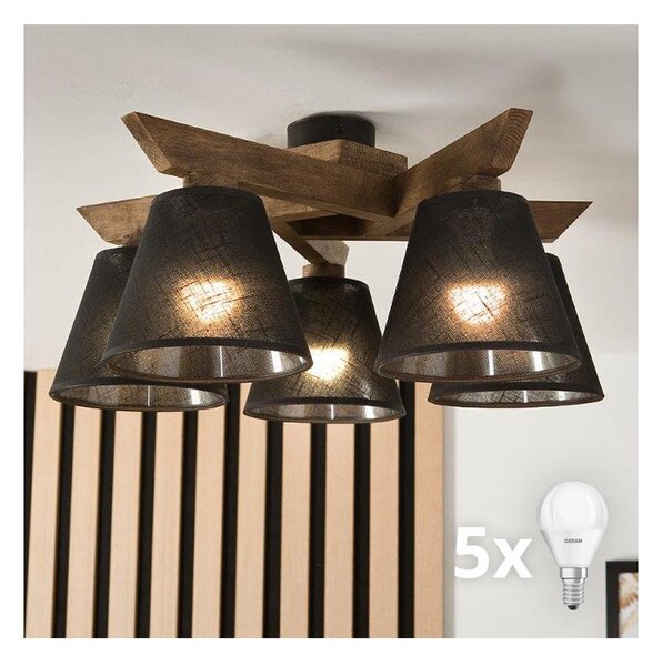 Brilagi - LED плафониера ANTHONY 5xE14/40W/230V дъб/черна
