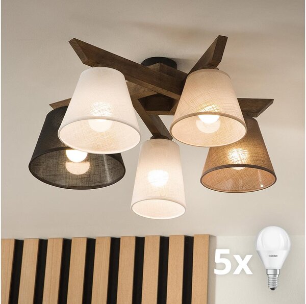 Brilagi - LED полилей ANTHONY 5xE14/40W/230V дъб орех