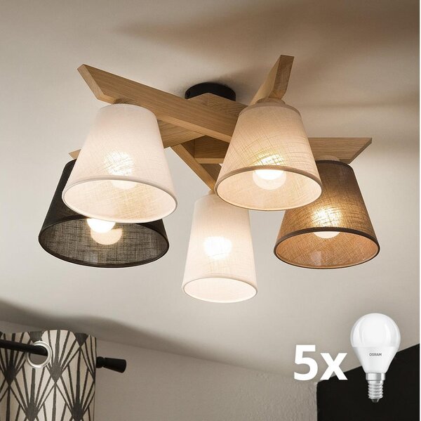 Brilagi - LED Полилей за повърхностен монтаж ANTHONY 5xE14/40W/230V дъб