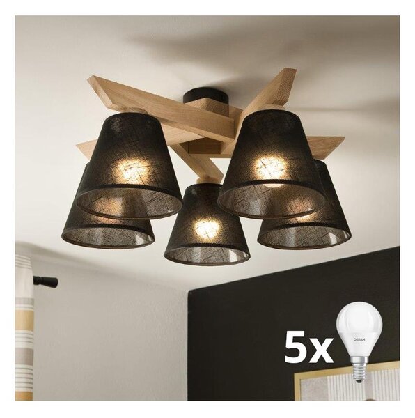 Brilagi - LED Полилей за повърхностен монтаж ANTHONY 5xE14/40W/230V дъб/черен