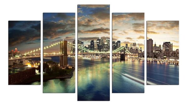 Картина от няколко части Bridge NYC, 110 x 60 cm - Wallity