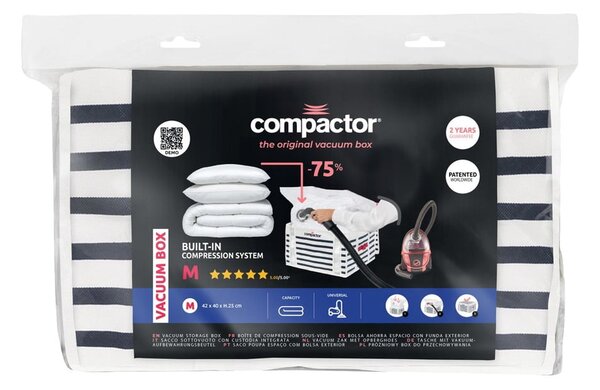 Кутия за съхранение на дрехи Medium Mariniere 3D Vacuum Bag, 125 л - Compactor