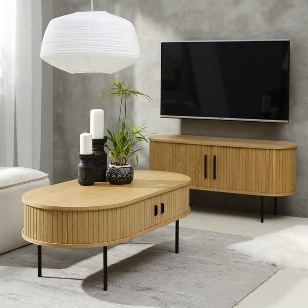 Масичка за кафе от дъб в естествен цвят 60x120 cm Nola - Unique Furniture