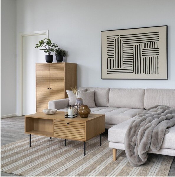 Масичка за кафе с дъбов плот в естествен цвят 50x100 cm Kyoto – House Nordic