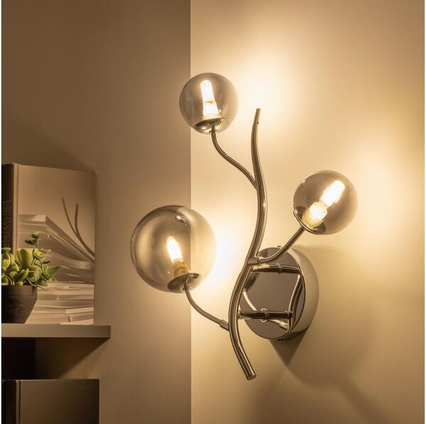 Brilagi - LED стенно осветително тяло MISTEL 3xG9/3W/230V черен хром/опушено стъкло