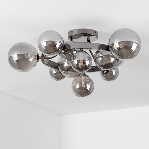 Brilagi - LED полилей MILLA 10xG9/3W/230V черен хром/опушено стъкло