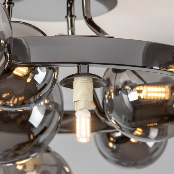 Brilagi - LED полилей MILLA 10xG9/3W/230V черен хром/опушено стъкло
