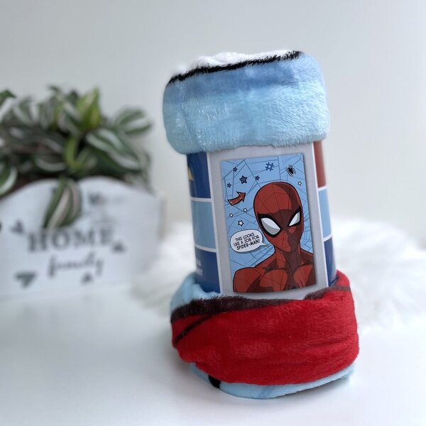 Червено и синьо детско одеяло от микроплюш 100x150 cm Spiderman - Jerry Fabrics