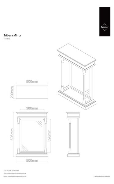 Стенно огледало с дървена рамка 50x70 cm Tribeca - Premier Housewares