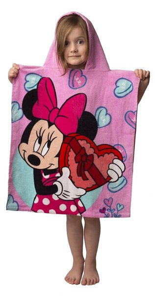 Розово детско пончо от хавлиена материя Minnie - Jerry Fabrics