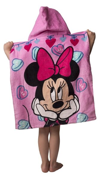 Розово детско пончо от хавлиена материя Minnie - Jerry Fabrics