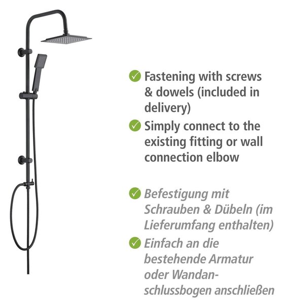 Матово черен душ комплект от неръждаема стомана 101 cm Cuadro - Wenko