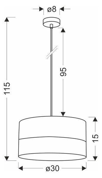 Черна висяща лампа с текстилен абажур ø 30 cm Porto - Candellux Lighting